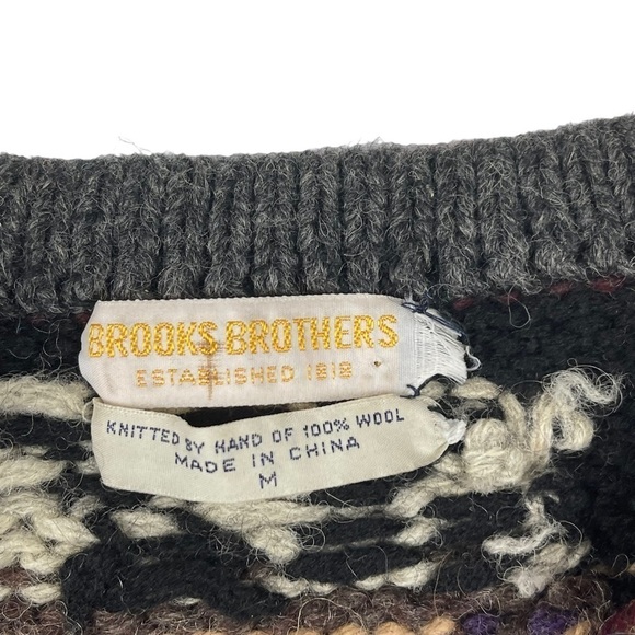 BROOKS BROTHERS 1818 VINTAGE CHUNKY 100% WOOL HANDKNIT CARDIGAN SWEATER - Picture 14 of 16